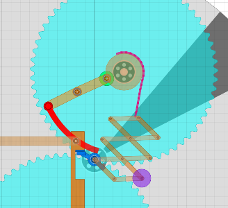 Zapfenmechanik mit Schere